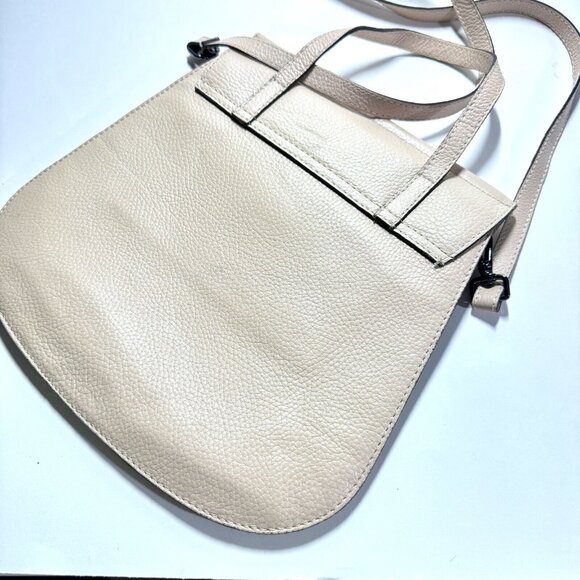 Vittoria Napoli Crossbody Bag Pebble Leather Blush Taupe Satchel Adjustable Gift - Picture 2 of 11